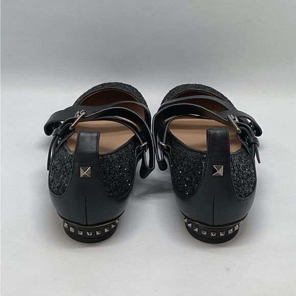 Valentino Garavani Rockstud Strappy Glitter Ballerina Flat size 37 - Picture 6 of 13